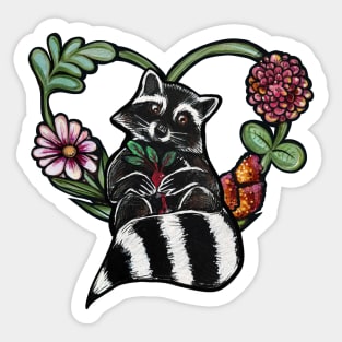 Beet Eating Raccoon Love Sticker